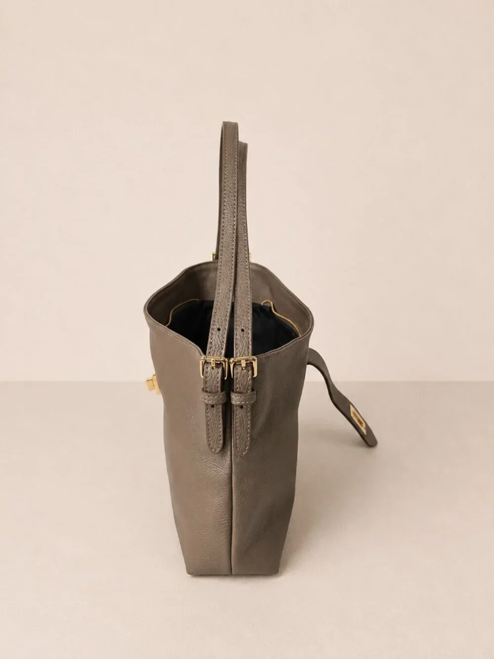Taupe Genuine Leather Shoulder Bag, Italian Leather Handbag, Medium Hobo Bag